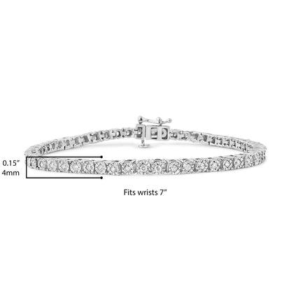 .925 Sterling Silver 1/2 Cttw Diamond Illusion-Set Miracle Plate Tennis Bracelet (I-J Color, I3 Clarity) - 7"