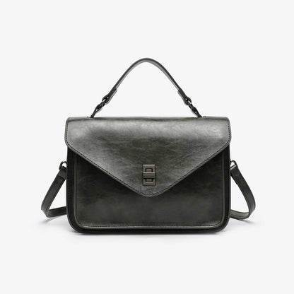 Oil-waxed Leather Vintage New Style Minimalist Fashionable Elegant Womens