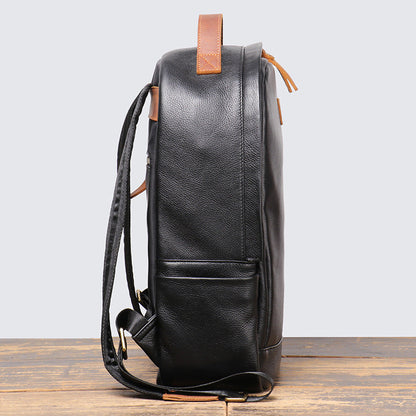 Hot Men's Genuine Leather Top Grain Cowhide Travel Leisure Backpack