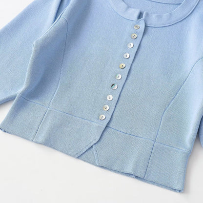 Chic And Stylish Round-neck Bubble-knit Cardigan Jacket