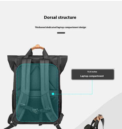 Men's Side Closure Leisure Commute Travel Curved Edge Backpack