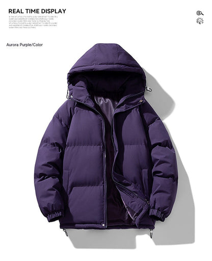 Men's Hoodie Coat Winter Fashion Solid ZIp-up Thickened Cotton-padded Jacket Casual Warm Outwear Top Clothing