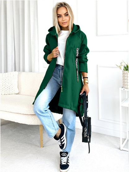Hooded Sports Brushed Hoody Casual Long-sleeved Zipper Jacket