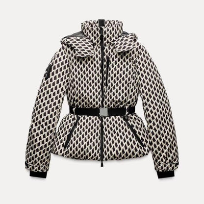 Ski Suit With Belt Stand-up Collar Warm Cotton Jacket