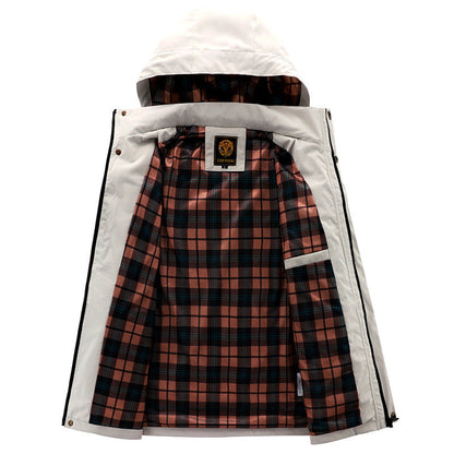 Fashion Men's Casual Windbreaker Jackets Hooded Jacket Man Waterproof Outdoor Soft Shell Winter Coat Clothing Warm Thick Tops