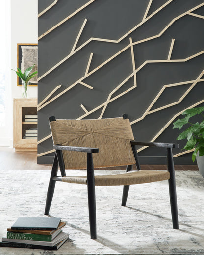 Halfmore - Accent Chair - Black / Natural