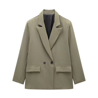Summer Casual Relaxed-fit Double-breasted Blazer