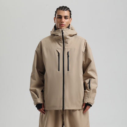 Men's Waterproof Breathable And Loose Zip Ski Suit Jacket