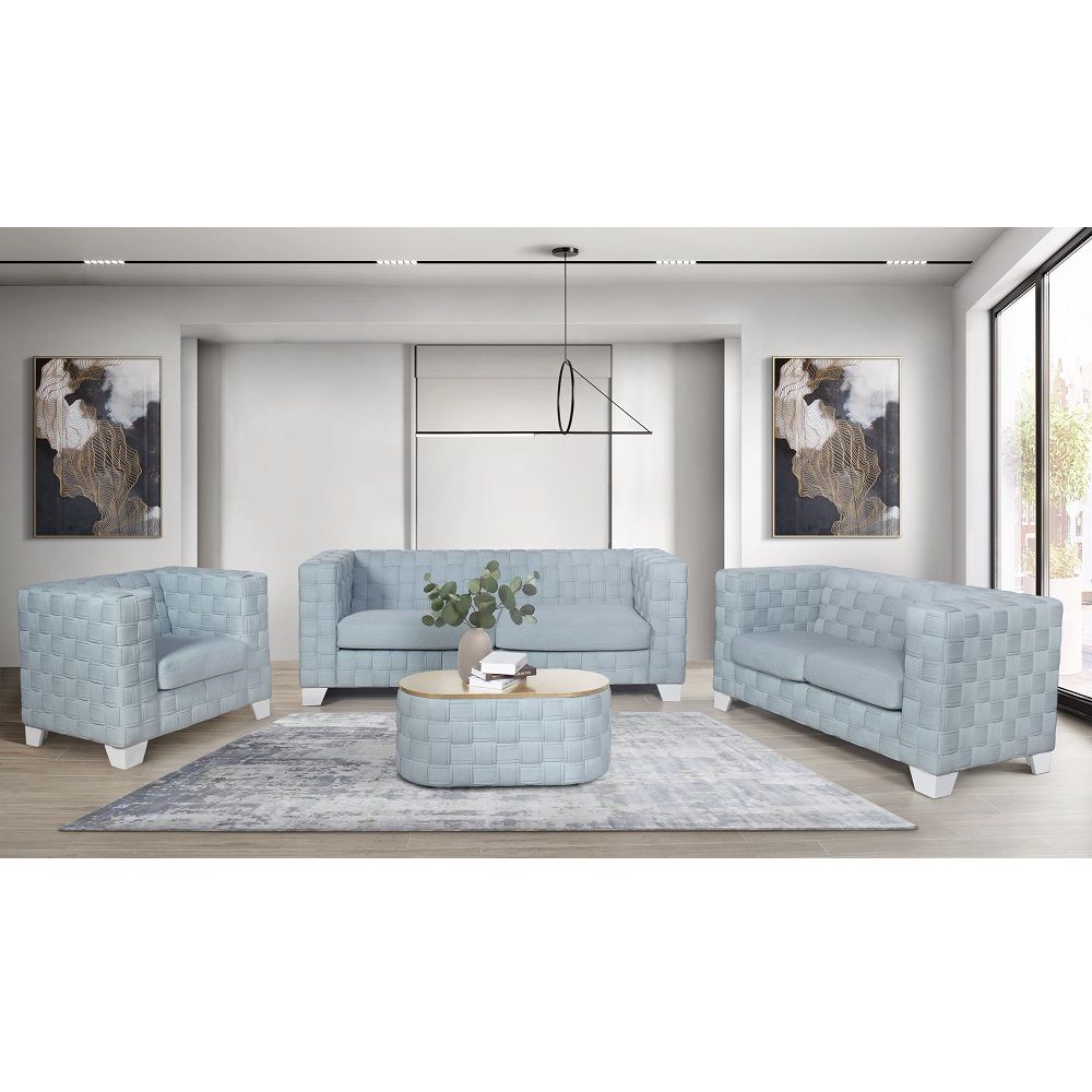 Saree - Chair - Light Teal Chenille & White
