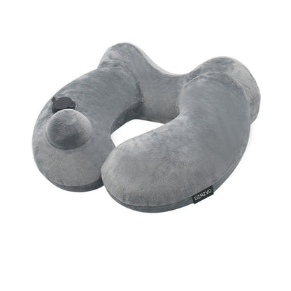 Portable Men And Women Travel Hooded Inflatable U-shaped Pillow