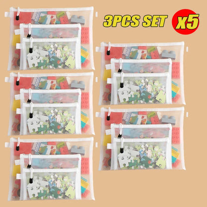 1-30 PCS Mesh Zipper File Bag Waterproof Moisture-proof Zipper Folder Toy Storage Bag Storage Tools Cosmetic Organization Bag