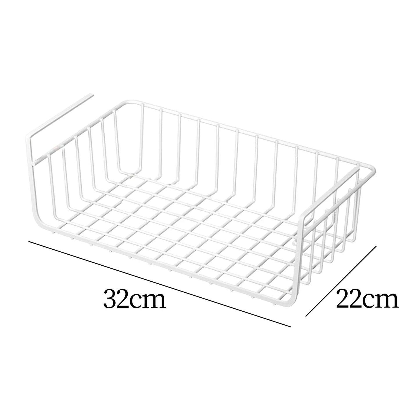 1pc White/Black Hanging Net Basket Iron Material Large Capacity Hanging Under Cabinet Wall Wardrobe Storage Basket Kitchen Tools