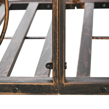 Outdoor Vintage Bronze Arch 6-ft Garden Bridge with Side-Rails