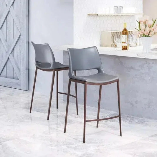 Ace Counter Chair (Set of 2) Black & Silver