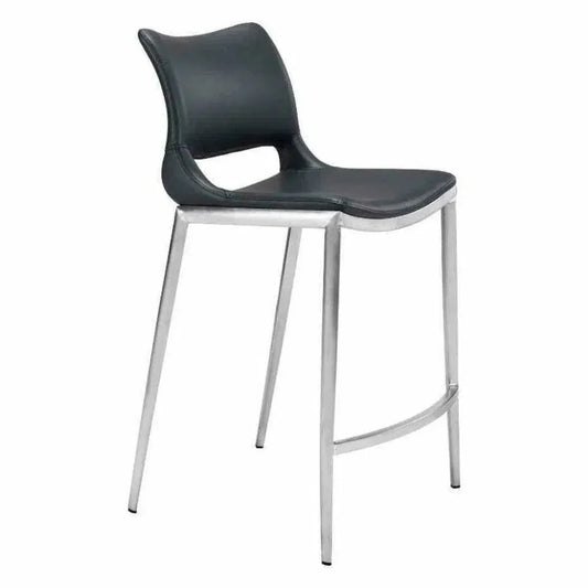 Ace Counter Chair (Set of 2) Black & Silver