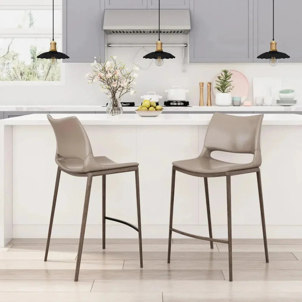 Ace Counter Stool 2PC Dark Gray & Walnut