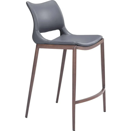 Ace Counter Stool 2PC Dark Gray & Walnut