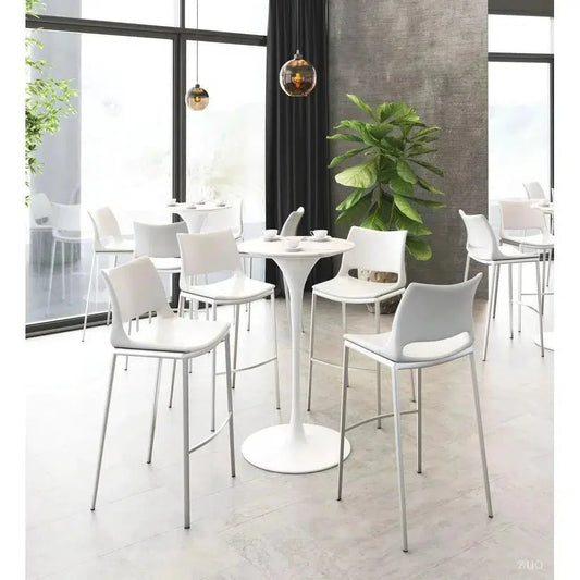 Ace White & Silver Bar Chair (Set of 2)