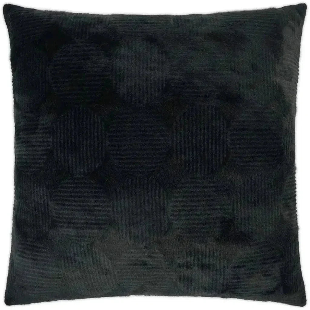 Angelou Black Solid Faux Fur Black Large Throw Pillow