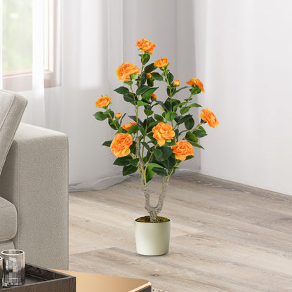 36 Inch Artificial Camellia Tree with Blooming Flower 2 Pack