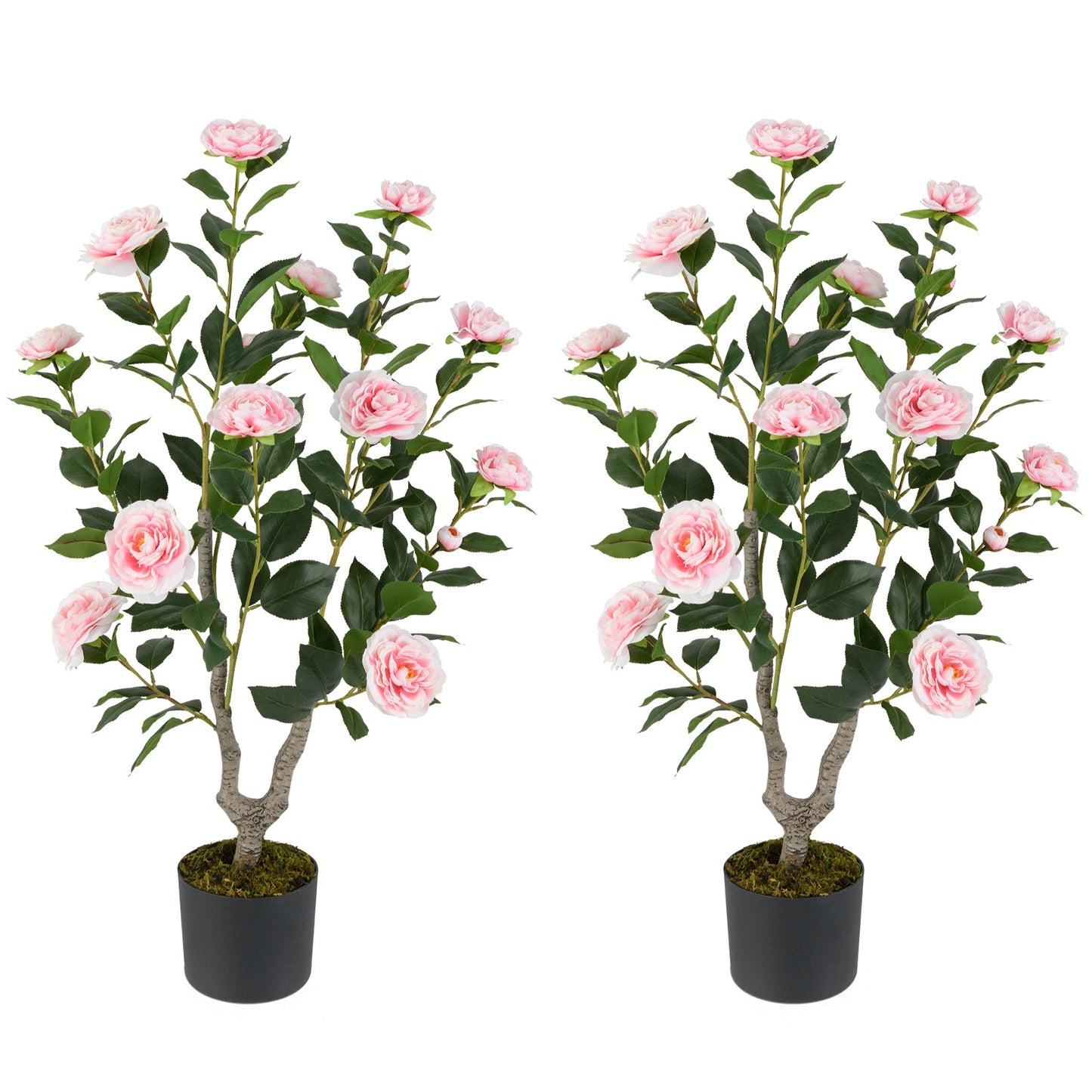 36 Inch Artificial Camellia Tree with Blooming Flower 2 Pack
