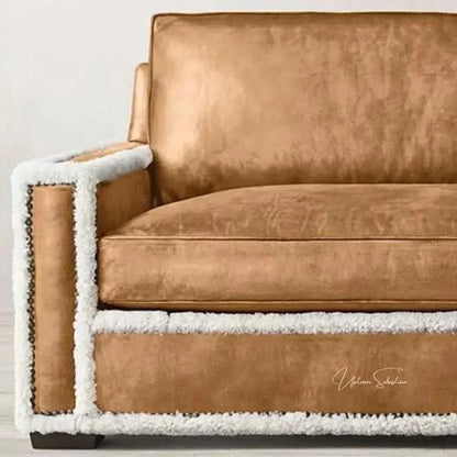 Austin Brown Benchmade Leather Couch Shearing Trim