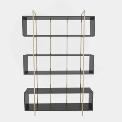 Bruti 71" Tall Geometric Metal Wood Bookcase | Bookshelf | Display Unit