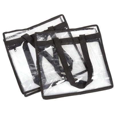 2x Clear PVC Tote Bag Women Large Transparent Handbag Zip Purse Stadium Security