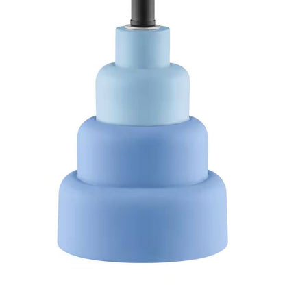 Small Blue Desk Light Table Lamp with White Fabric Shade for Bedside Nightstand