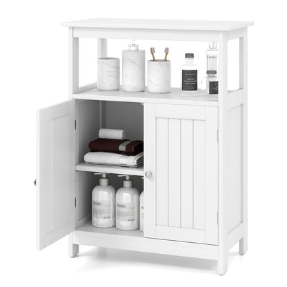 Bathroom Floor Cabinet Freestanding Storage Organizer with Open Compartment