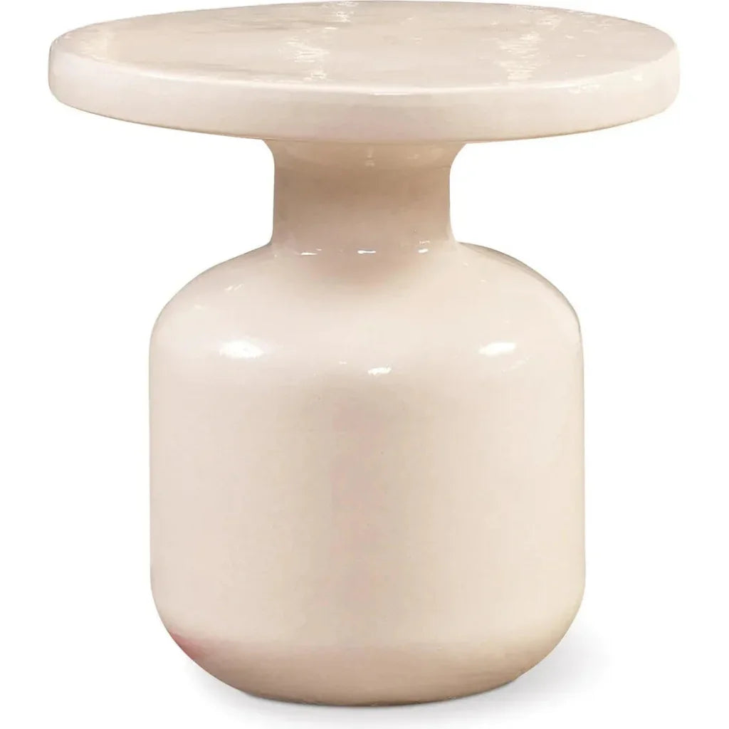 Bottle Accent Table - White Outdoor End Table