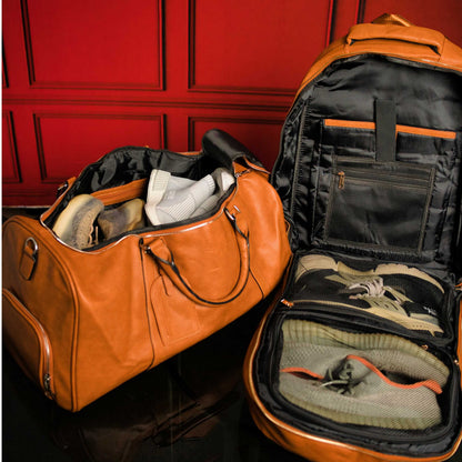 Brown Tumbled Leather Duffle Bag