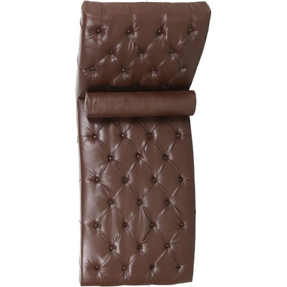 Brown PU Leather Upholstered Armless Chaise Lounge Chair with Lumbar Pillow
