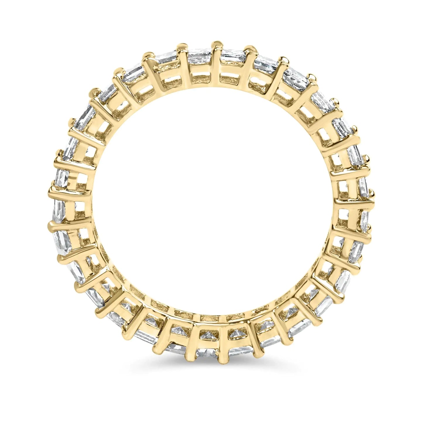 14K Yellow Gold 2.00 Cttw Shared Prong Set Princess Cut Diamond Eternity Band Ring (J-K Color, SI1-SI2 Clarity) - Ring Size 7