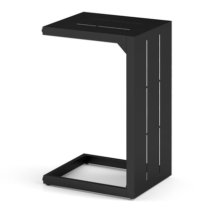 C-Shaped End Table Convertible Coffee Table with Adjustable Foot Pads-Black