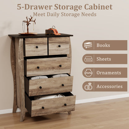 Closet Storage Organizer with 5 Folding Fabric Drawers and Anti-tipping Kit