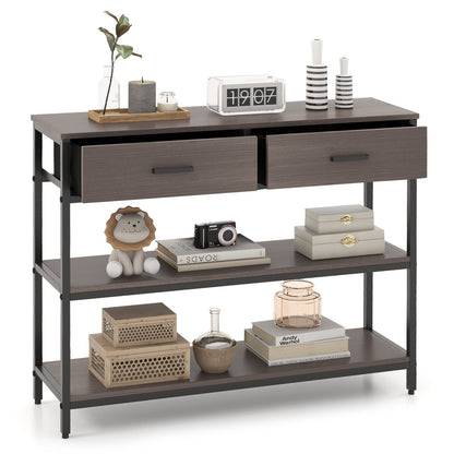 Console Table with Folding Fabric Drawers for Entryway