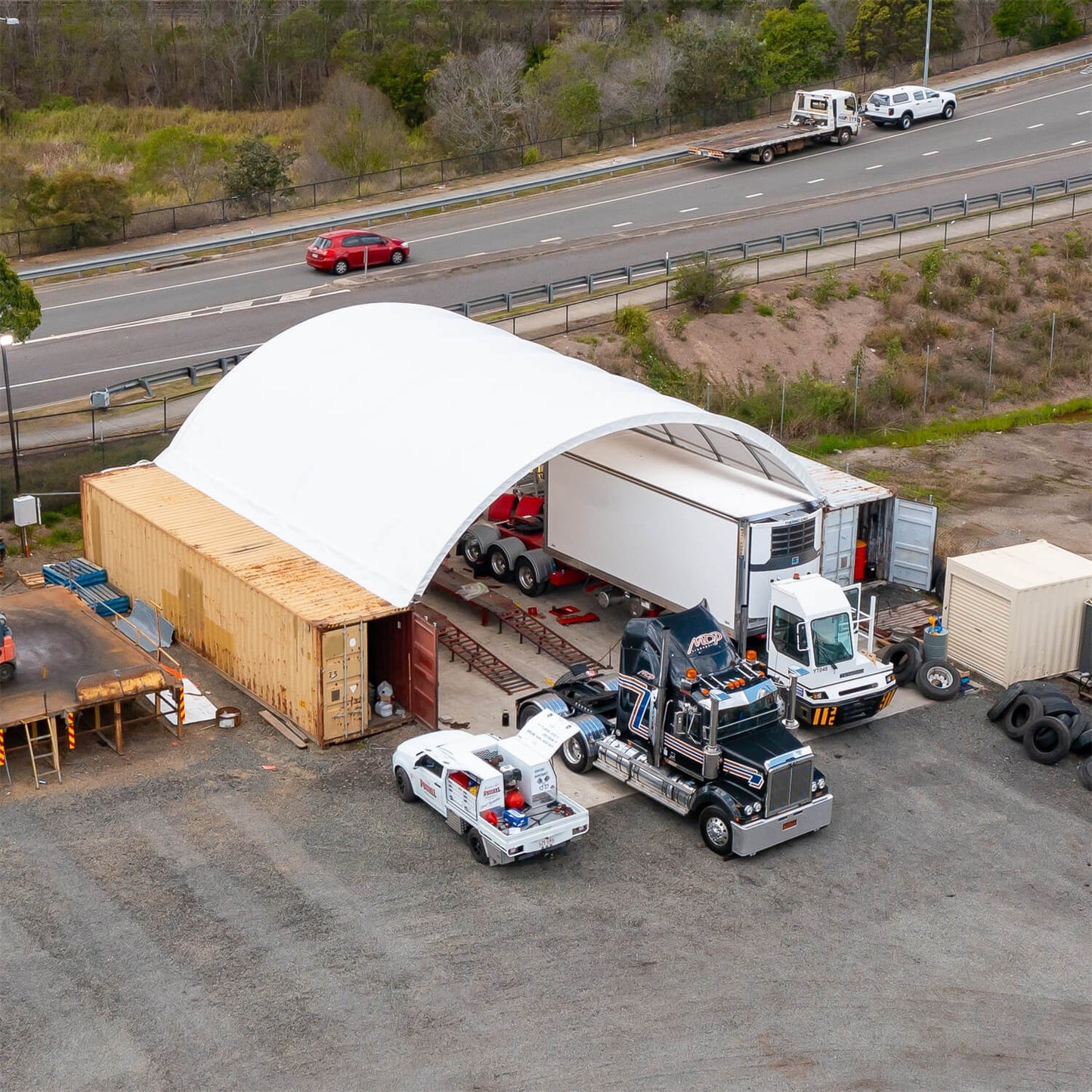 40'x40'x13' Shipping Container Canopy Shelter