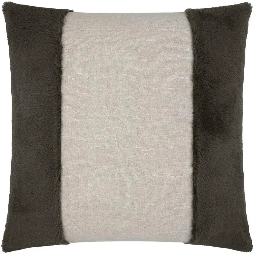 Courchevel Grey Brown Faux Fur Grey Large Throw Pillow