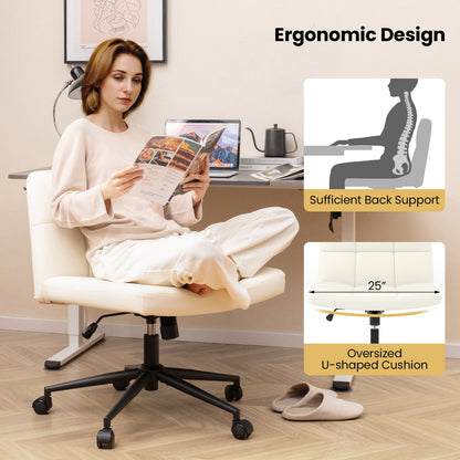 Height-adjustable Armless Desk Chair with Wheels for Home Office Make Up