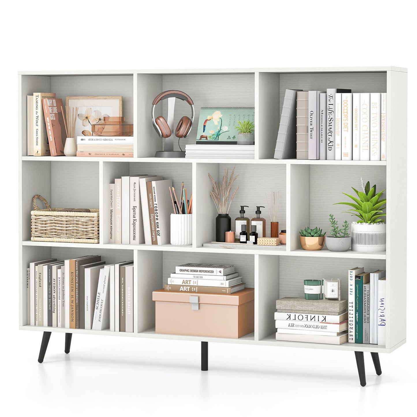7/8/10-Cube Bookcase with 5 Tapered Metal Legs