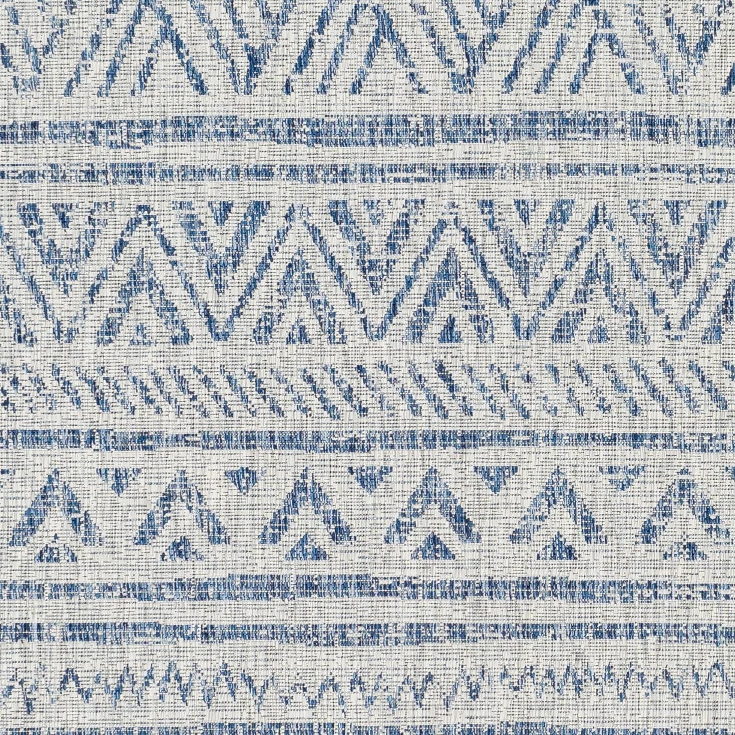 5 ft. x 7.5 ft. Blue Grey Chevron Coastal Boho Style Indoor Outdoor Area Rug