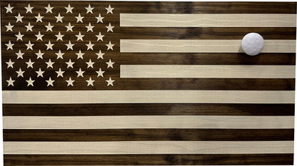 American Flag Decorative & Secure Wall-Mounted Gun Cabinet (Dark Walnut)