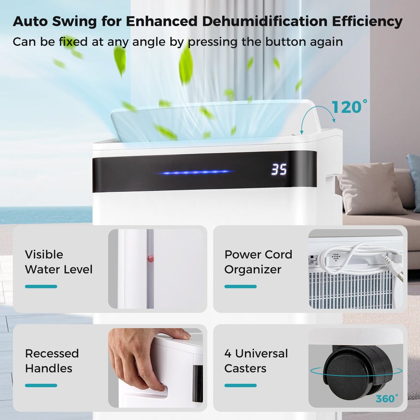 4500 Sq. Ft 57 Pint Dehumidifier for Home and Basement-White
