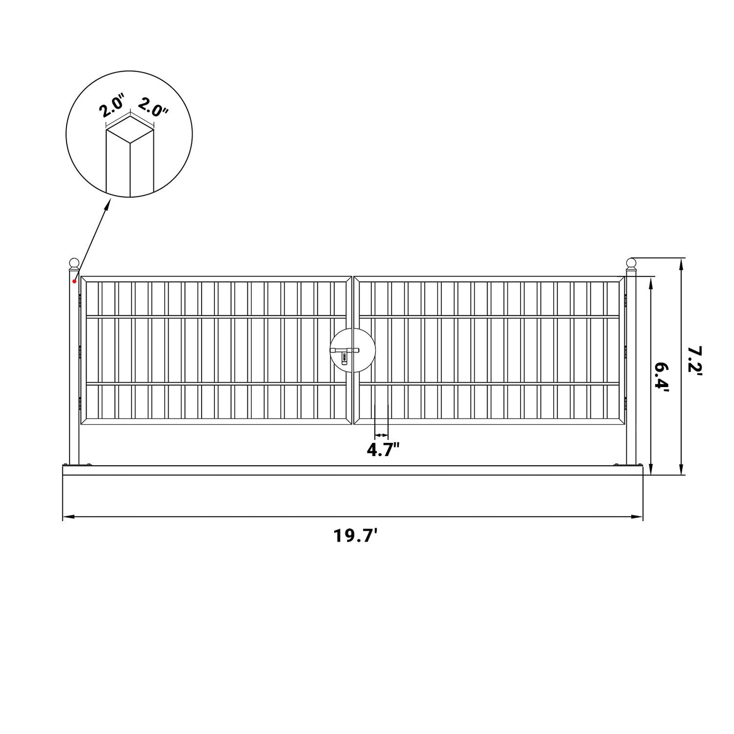 20 ft Steel Farm Driveway Gate