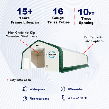 W30'xL60'xH20' Double Truss Storage Shelter