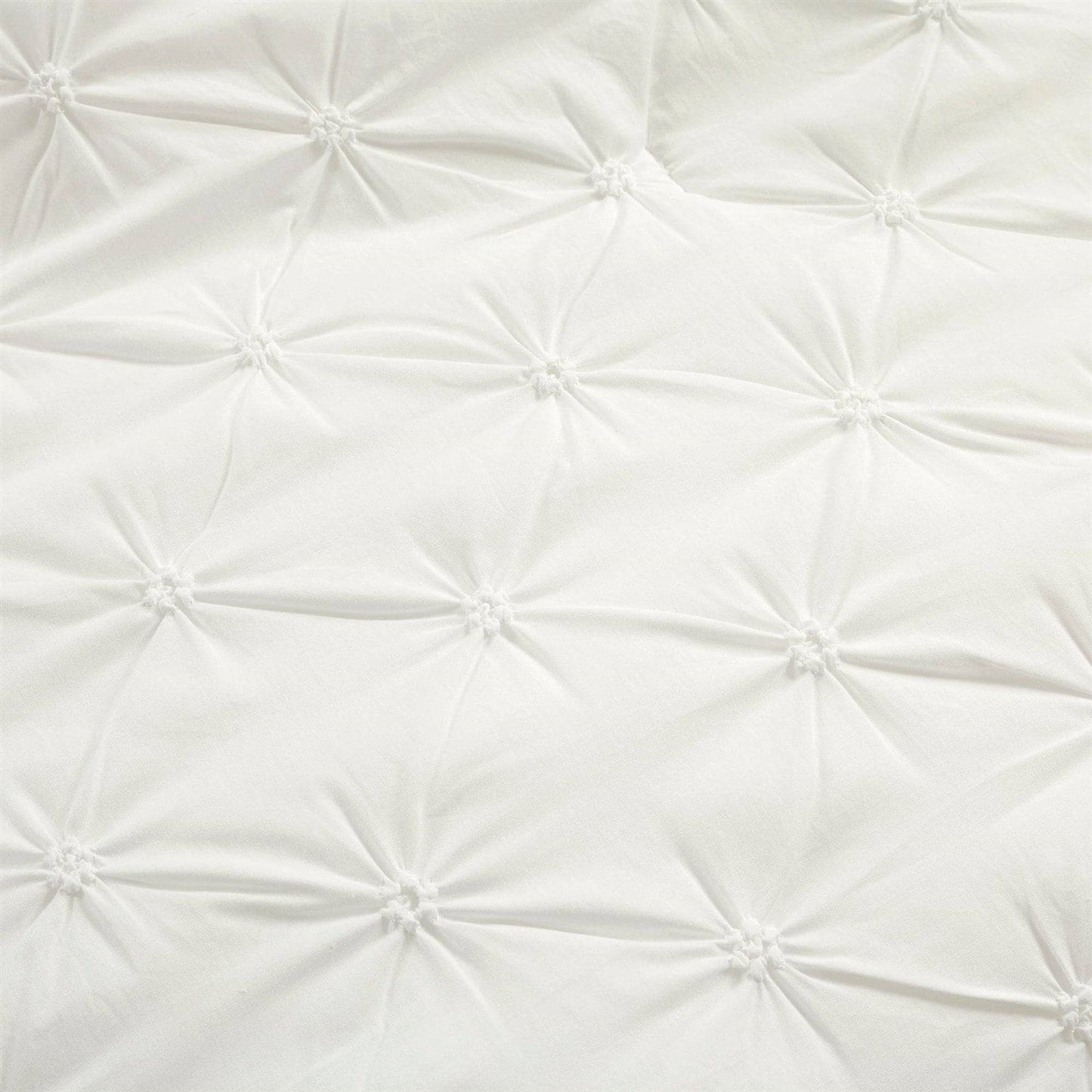 King Size Soft Pleated Cotton 3 Piece Comforter Set White