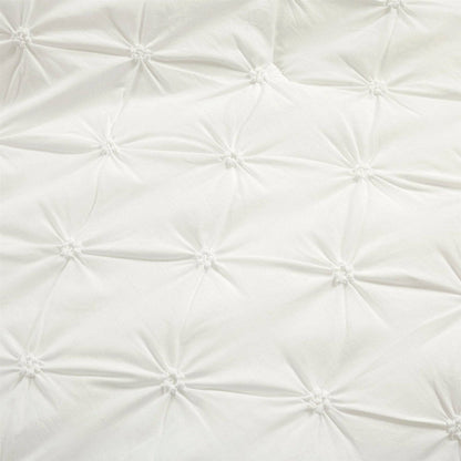King Size Soft Pleated Cotton 3 Piece Comforter Set White