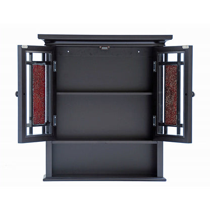 Espresso Bathroom Wall Cabinet with Amber Mosaic Glass Accents