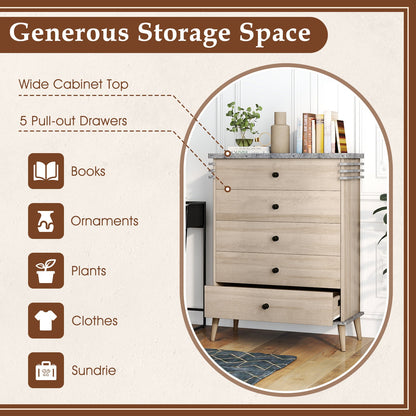 Farmhouse Chest Dresser of Drawers Tall Storage Organizer-Grey